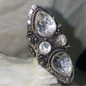 Gorgeous White Quartz Artisan handcrafted Renaissance ring
